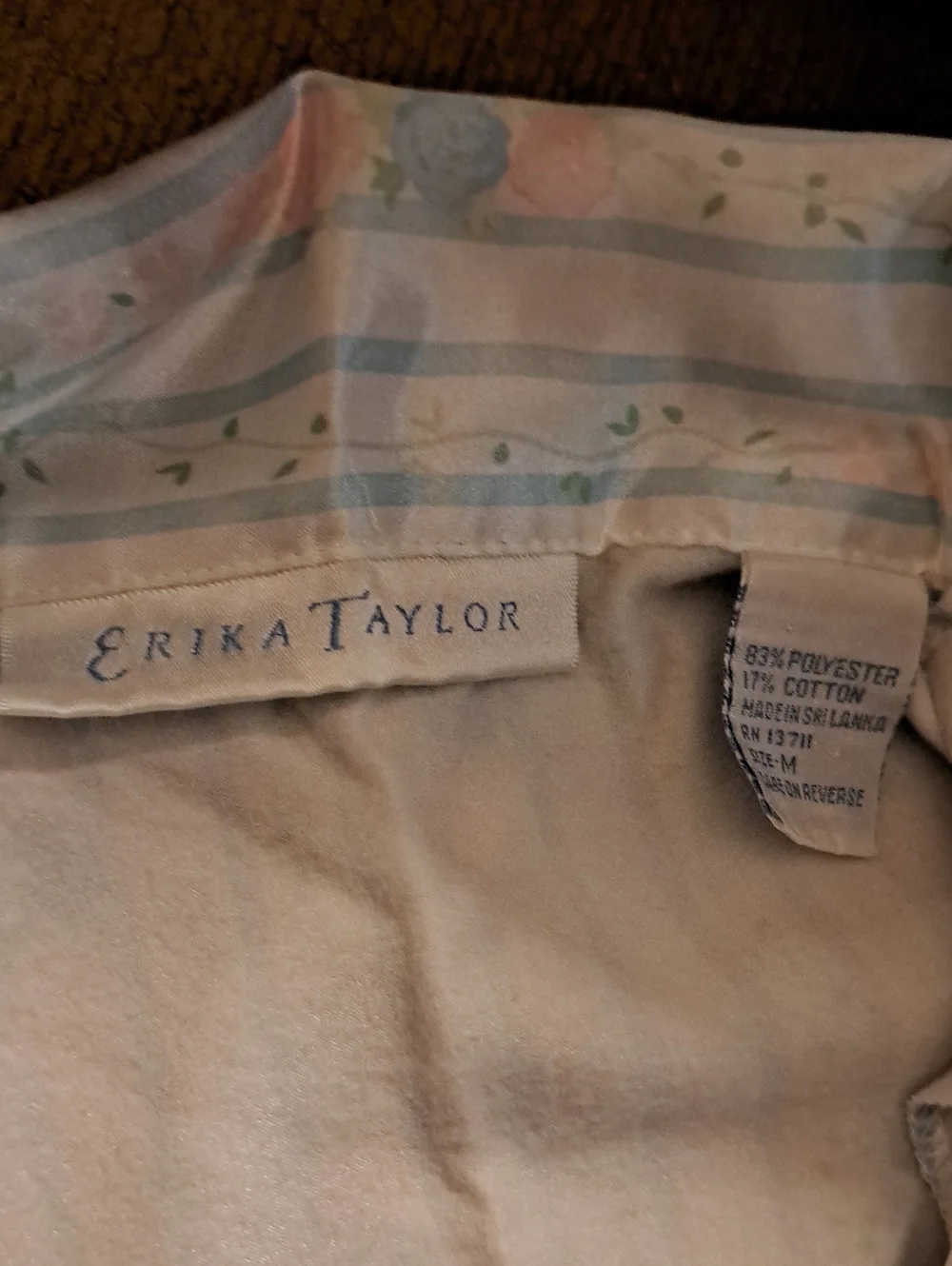 Vintage Erika Taylor Womens 2 Piece Pajamas